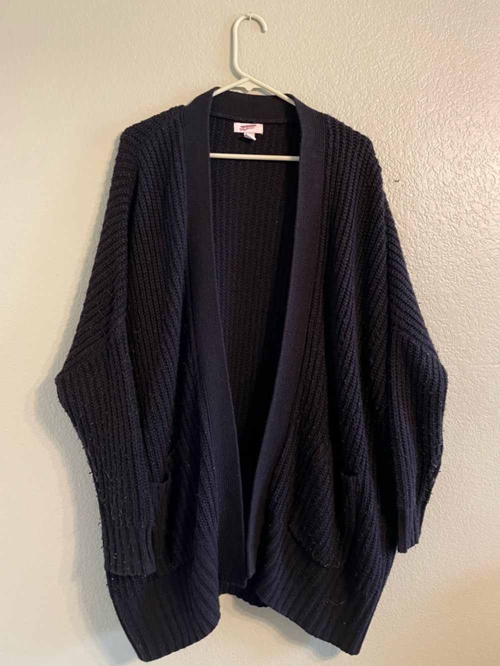 Arizona Jean Company Black Ribbed Open-Front Cardigan